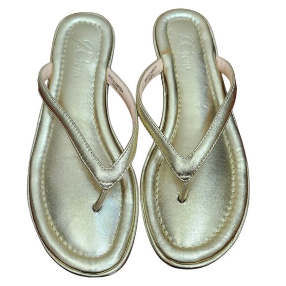 J.CREW FACTORY Women's Easy Metallic Gold Summer Flip-Flops sz 8 - Picture 4 of 10